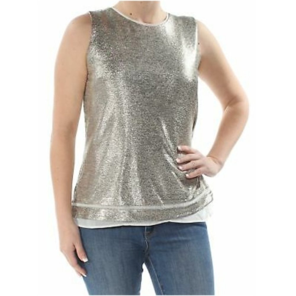 CALVIN KLEIN GOLD METALLIC SLEEVELESS TOP NEW WITH TAGS
